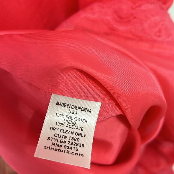 Trina Turk Pleated Coral Cap Sleeve Mini Dress, Women’s Size 8 - Picture 3 of 6